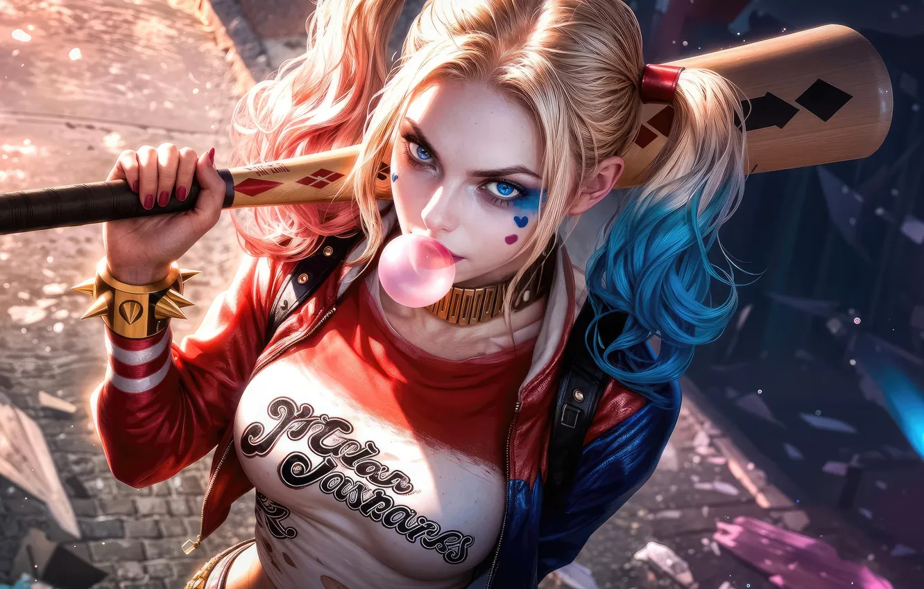 Photo wallpaper girl, Comics, DC Comics, Harley Quinn, AI Art, AI Generated