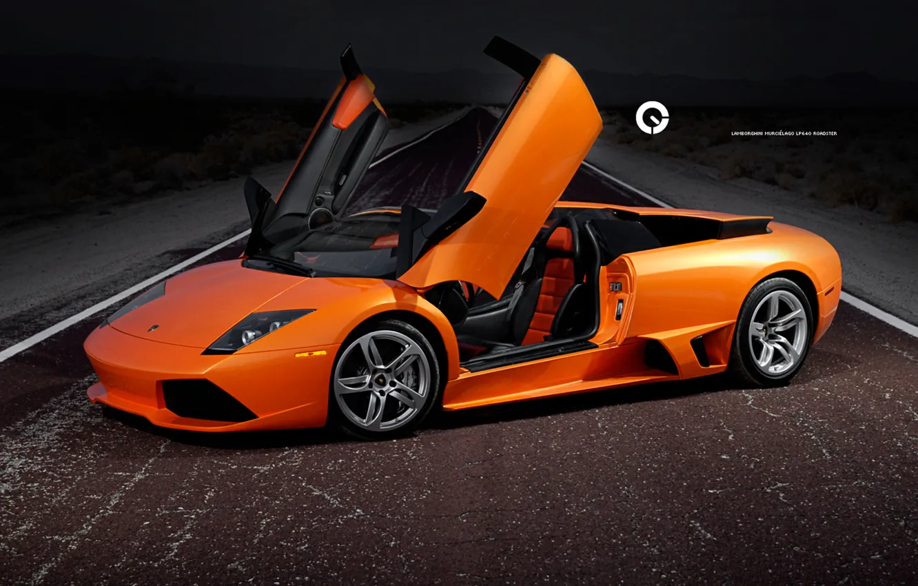 Photo wallpaper road, machine, night, lamborghini, road, cars, Lamborghini, murcielago