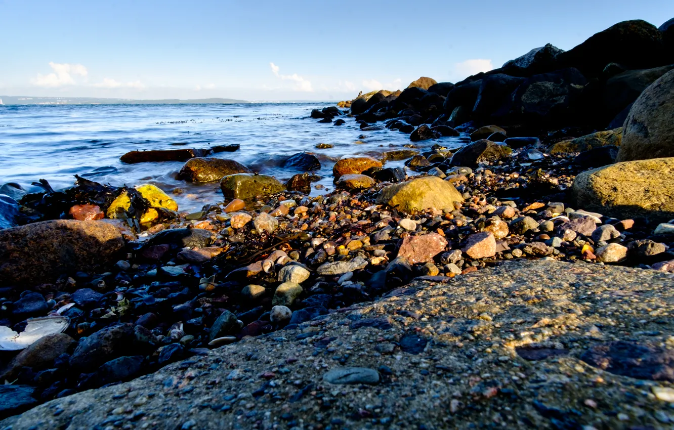 Photo wallpaper sea, stones, shore