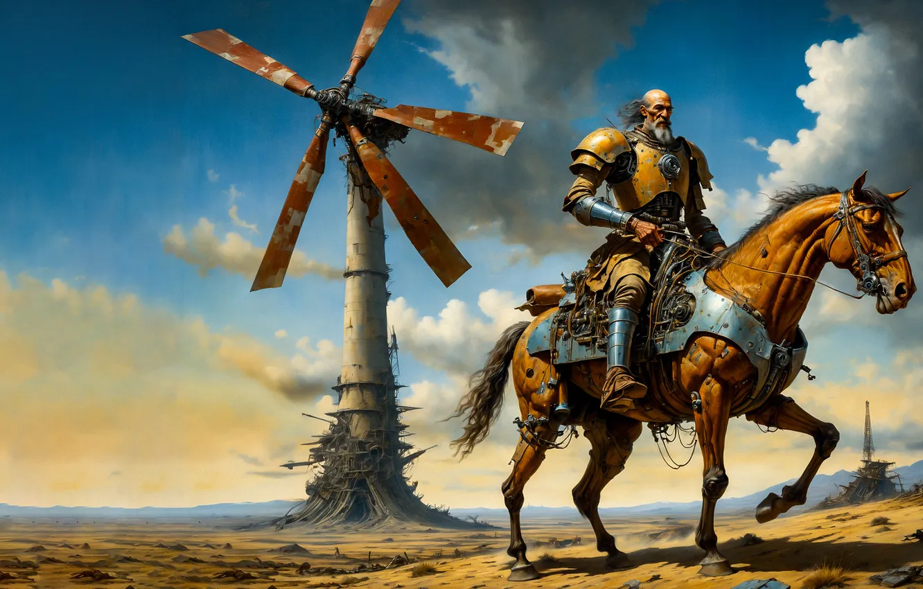 Photo wallpaper horse, fan, male, cyborg