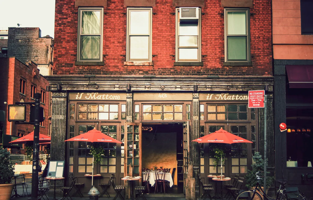 Photo wallpaper USA, United States, bricks, New York, Manhattan, NYC, New York City, america