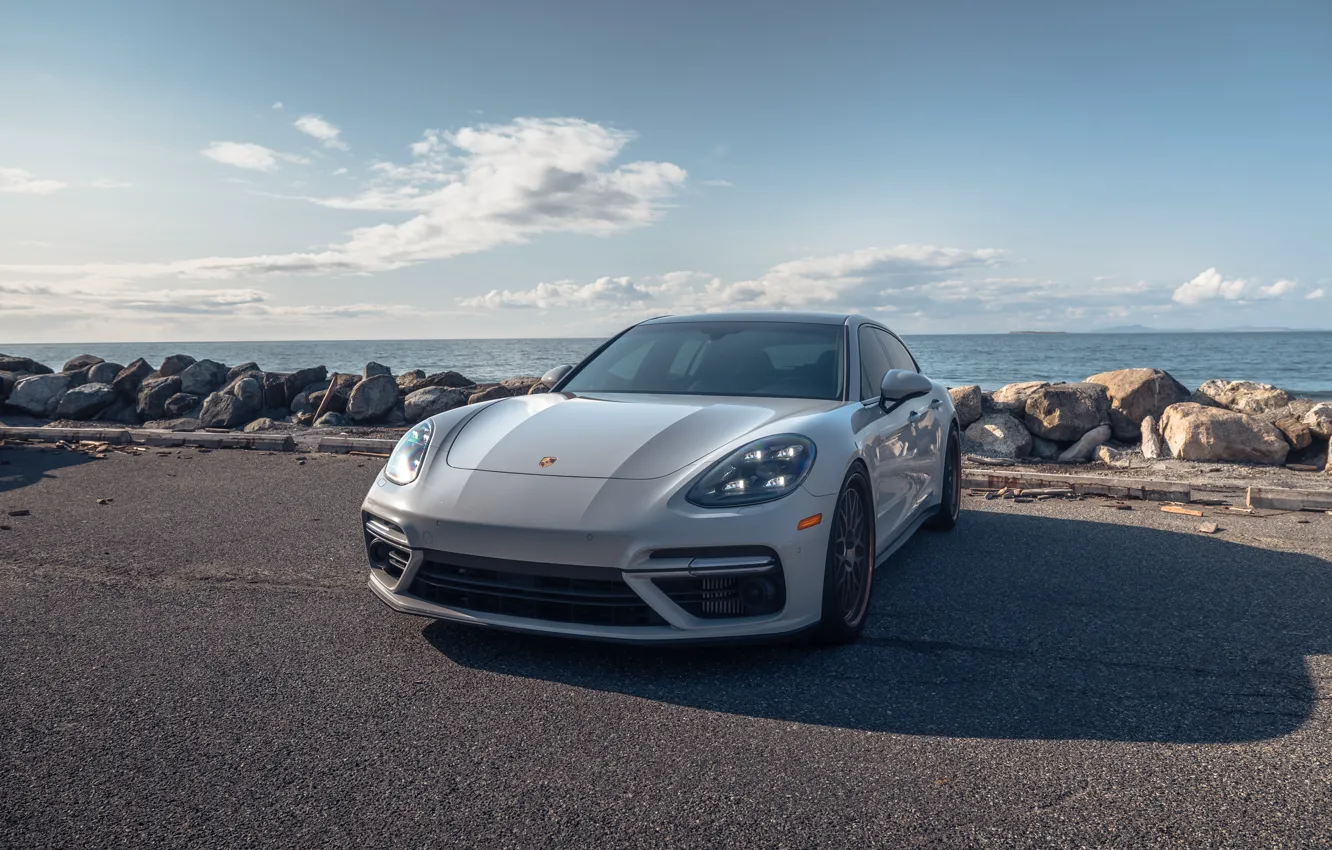 Photo wallpaper Porsche, Front, Sea, Porsche Panamera