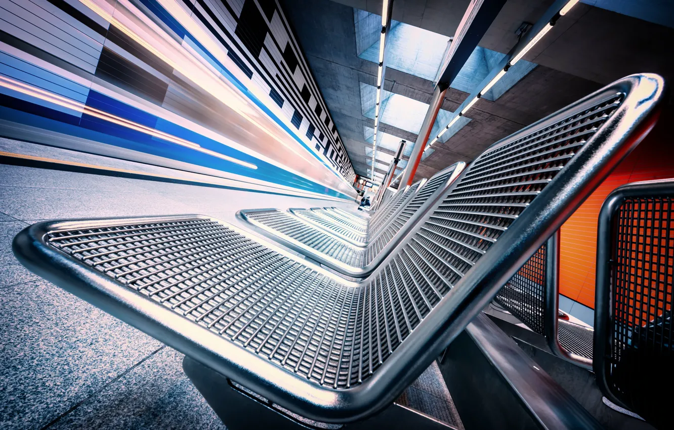 Photo wallpaper metro, corridor, seat