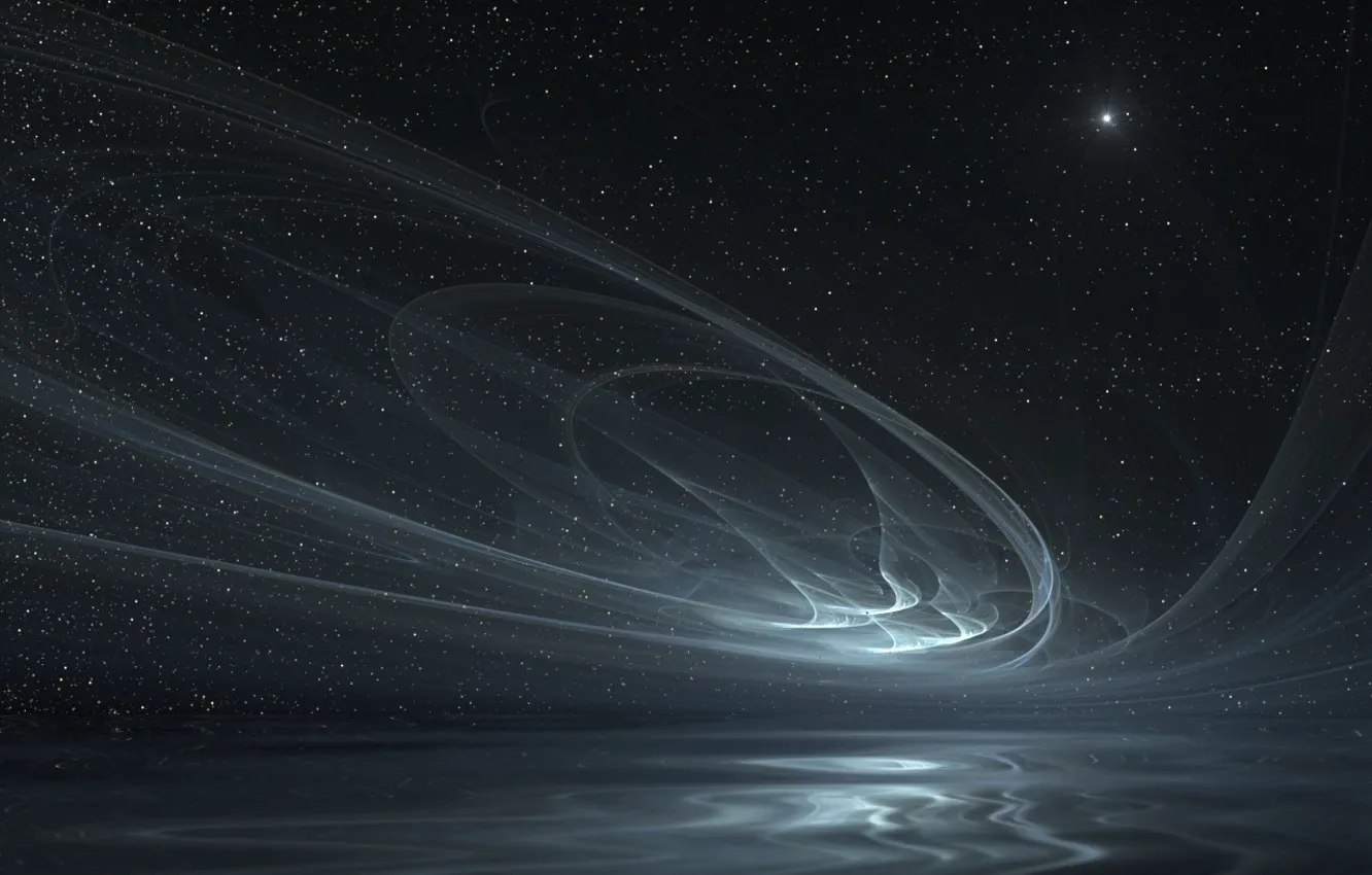 Photo wallpaper wave, the sky, stars, lights