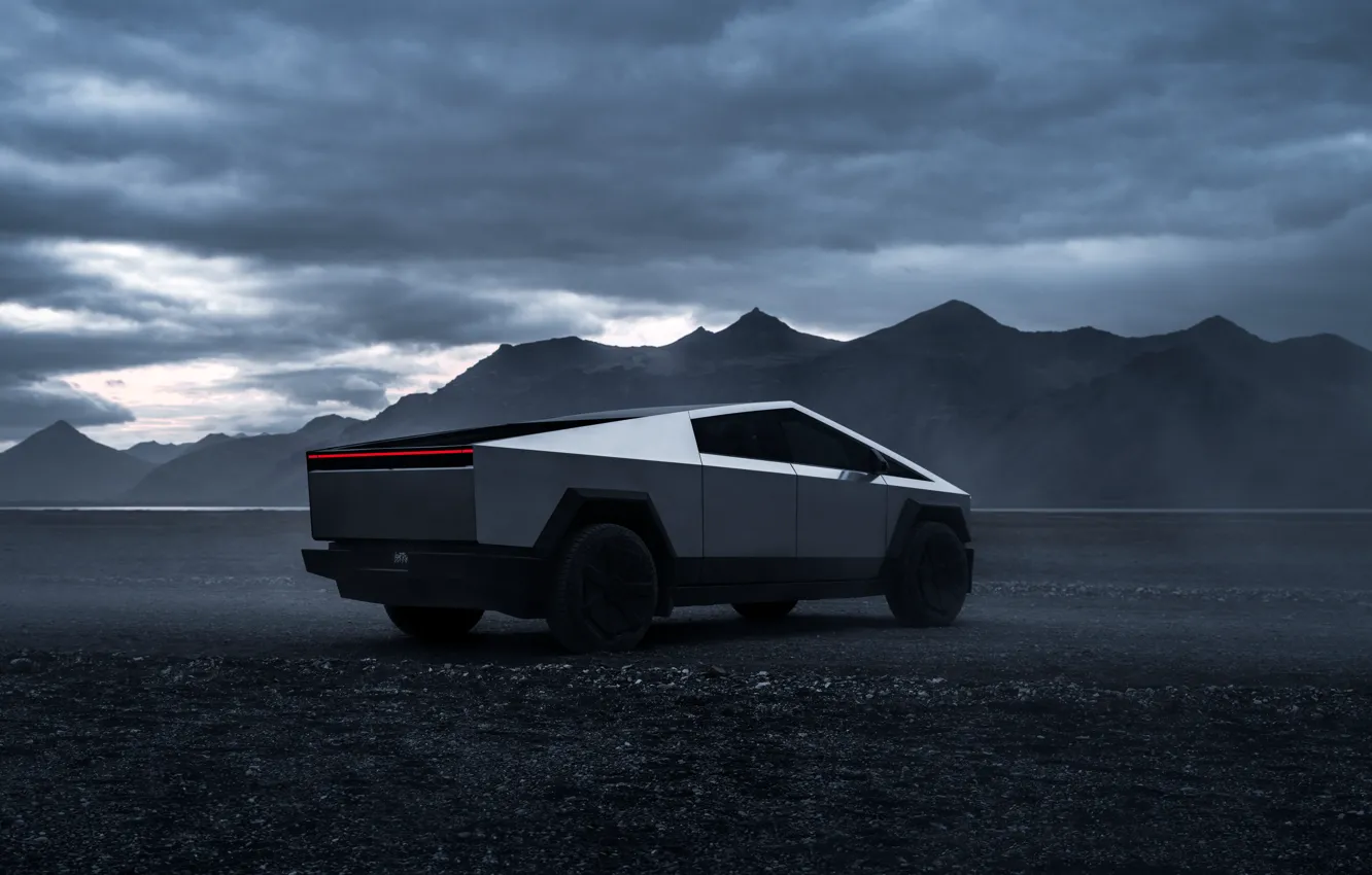 Photo wallpaper sky, mountains, Tesla, 2023, Tesla Cybertruck, Cybertruck