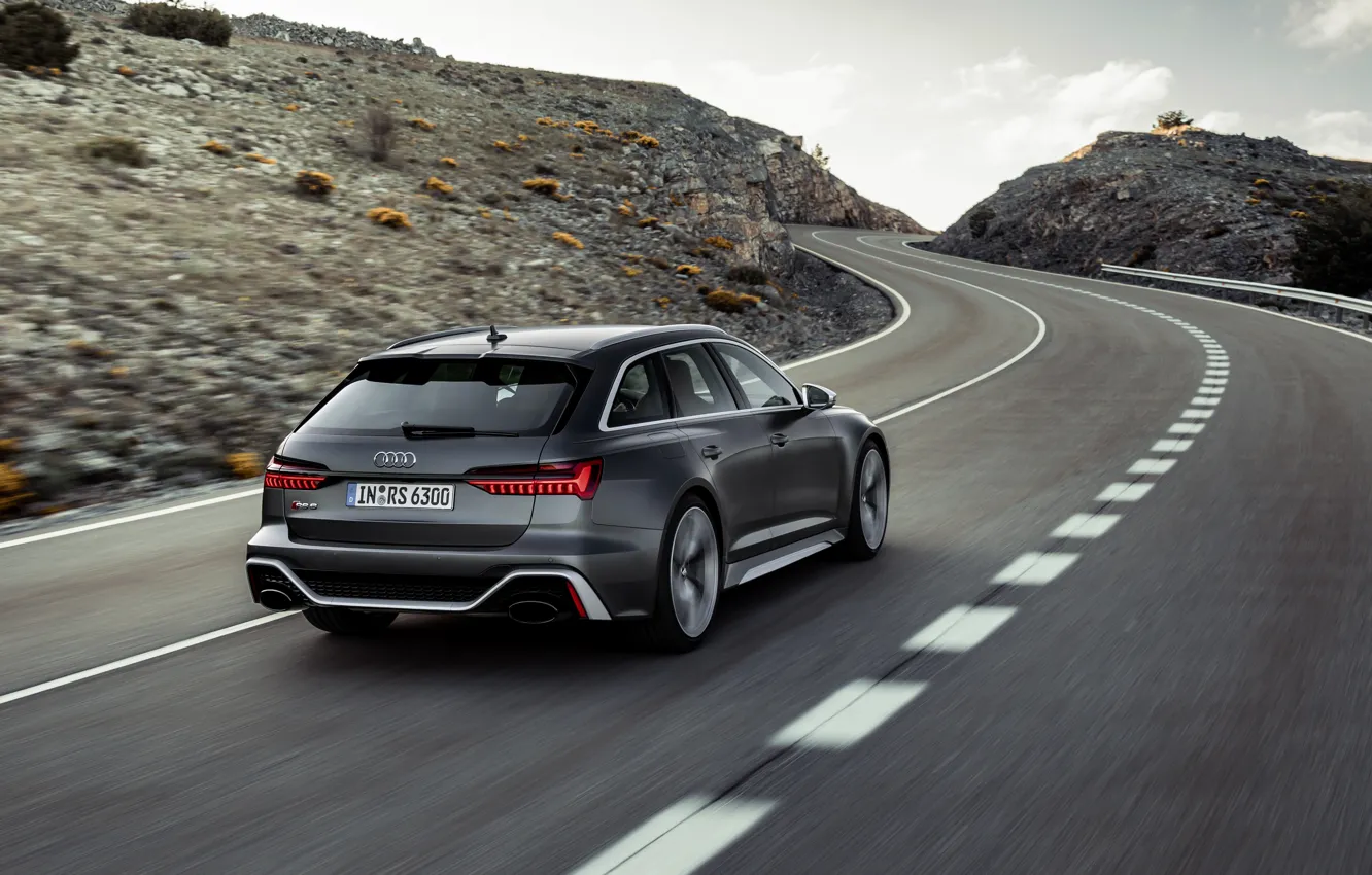 Photo wallpaper road, Audi, universal, RS 6, 2020, 2019, dark gray, V8 Twin-Turbo