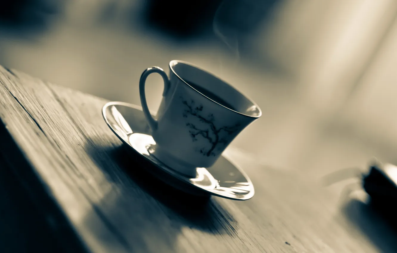 Photo wallpaper macro, table, Cup