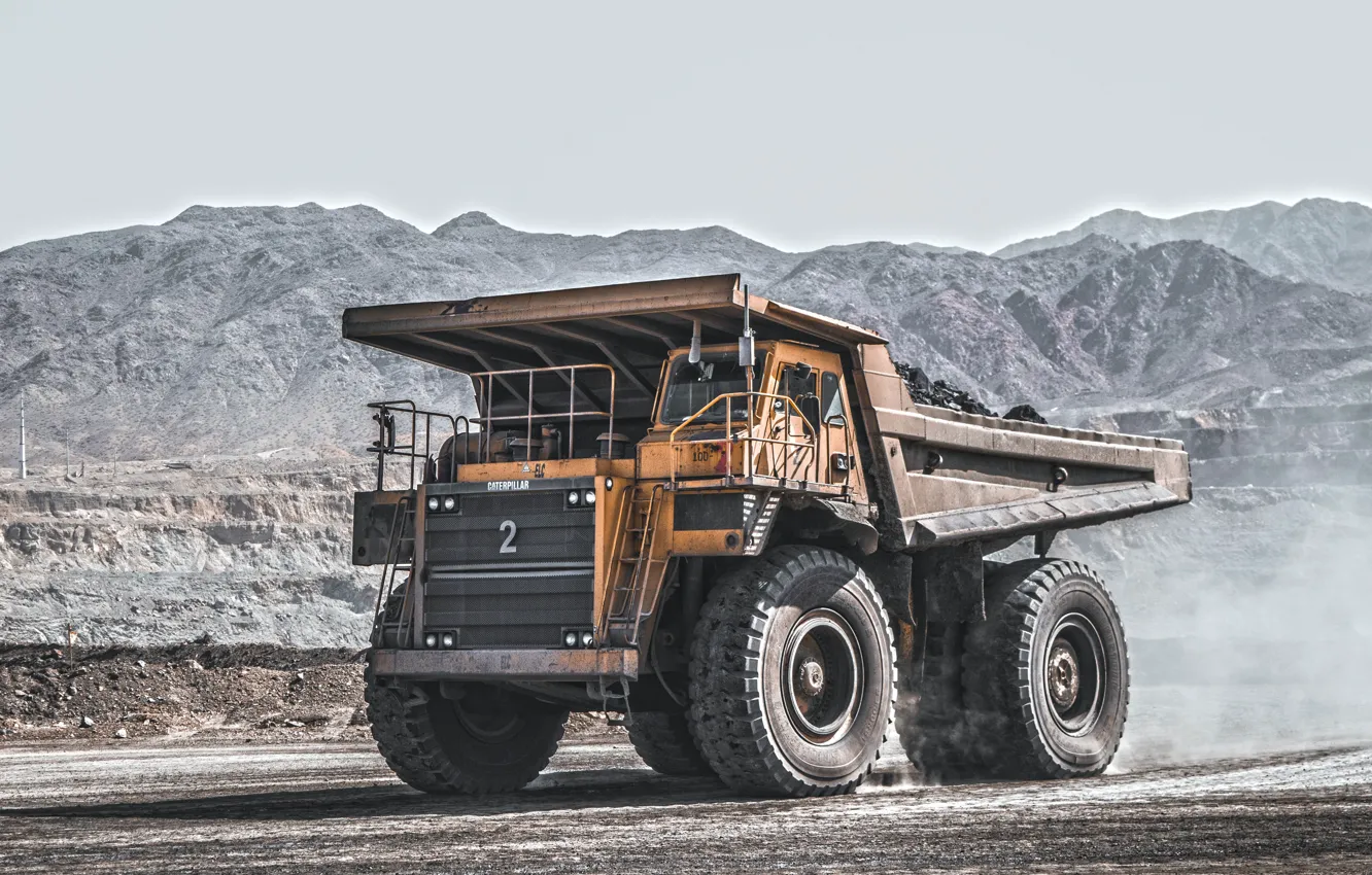Photo wallpaper Caterpillar, Big Truck, Quarry, Omid Roshan, Dump Truck