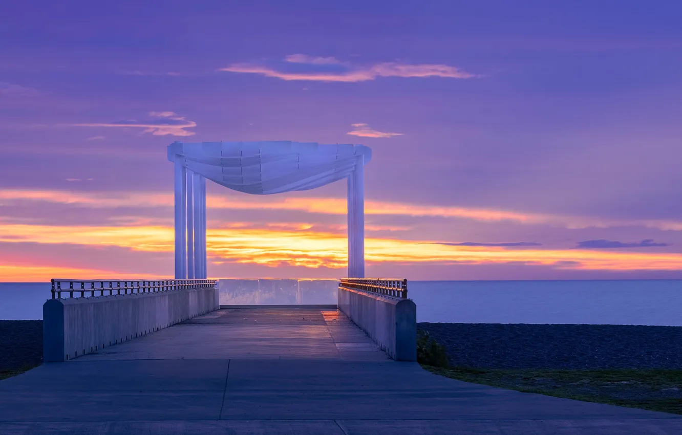 Photo wallpaper sea, dawn, coast, morning, New Zealand, New Zealand, lookout, Napier