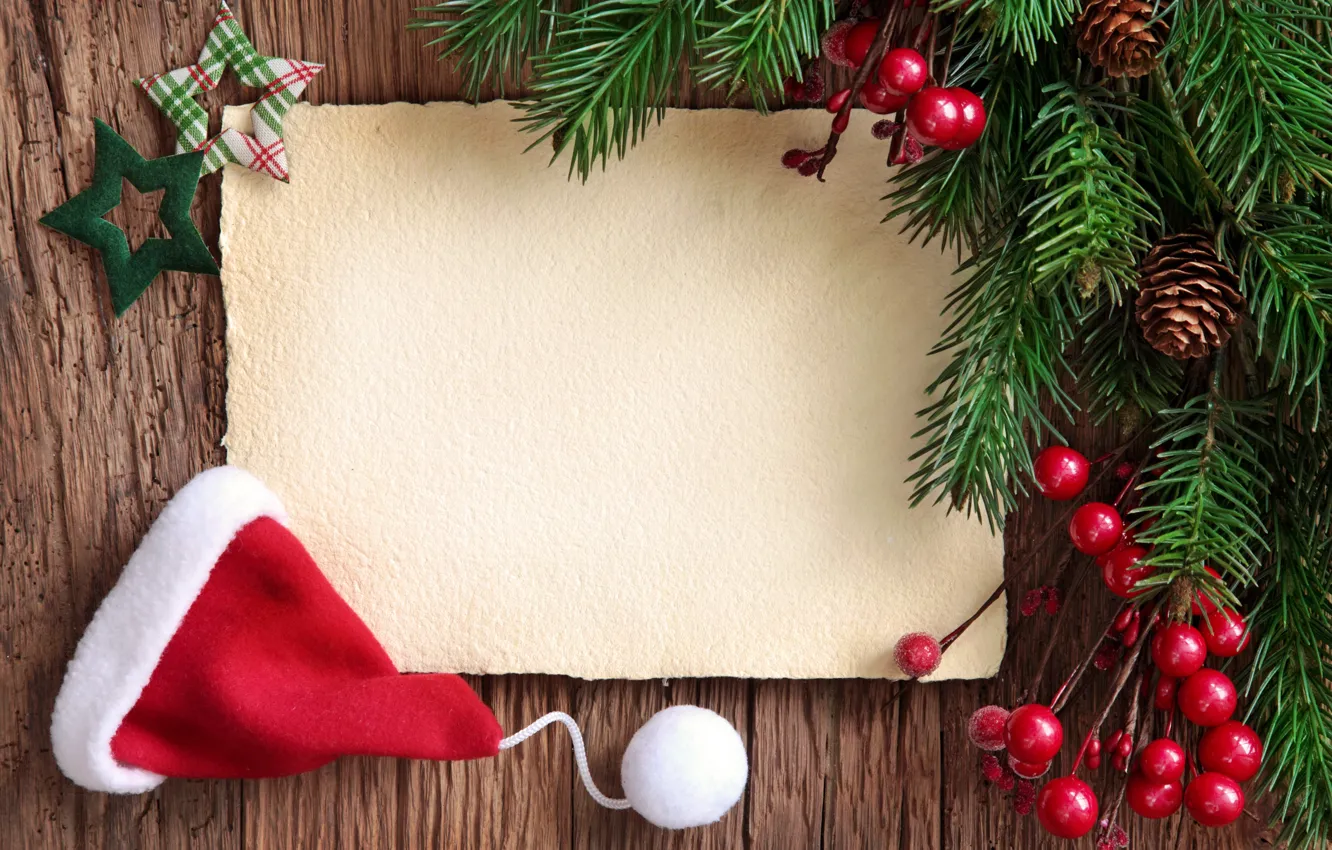 Photo wallpaper decoration, berries, tree, New Year, Christmas, Christmas, wood, New Year