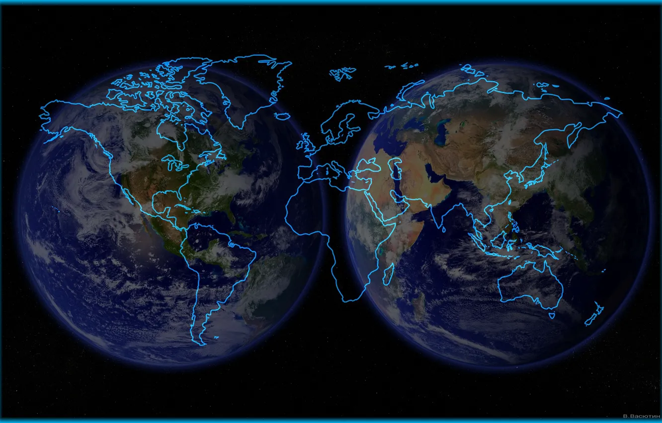 Photo wallpaper earth, planet, map