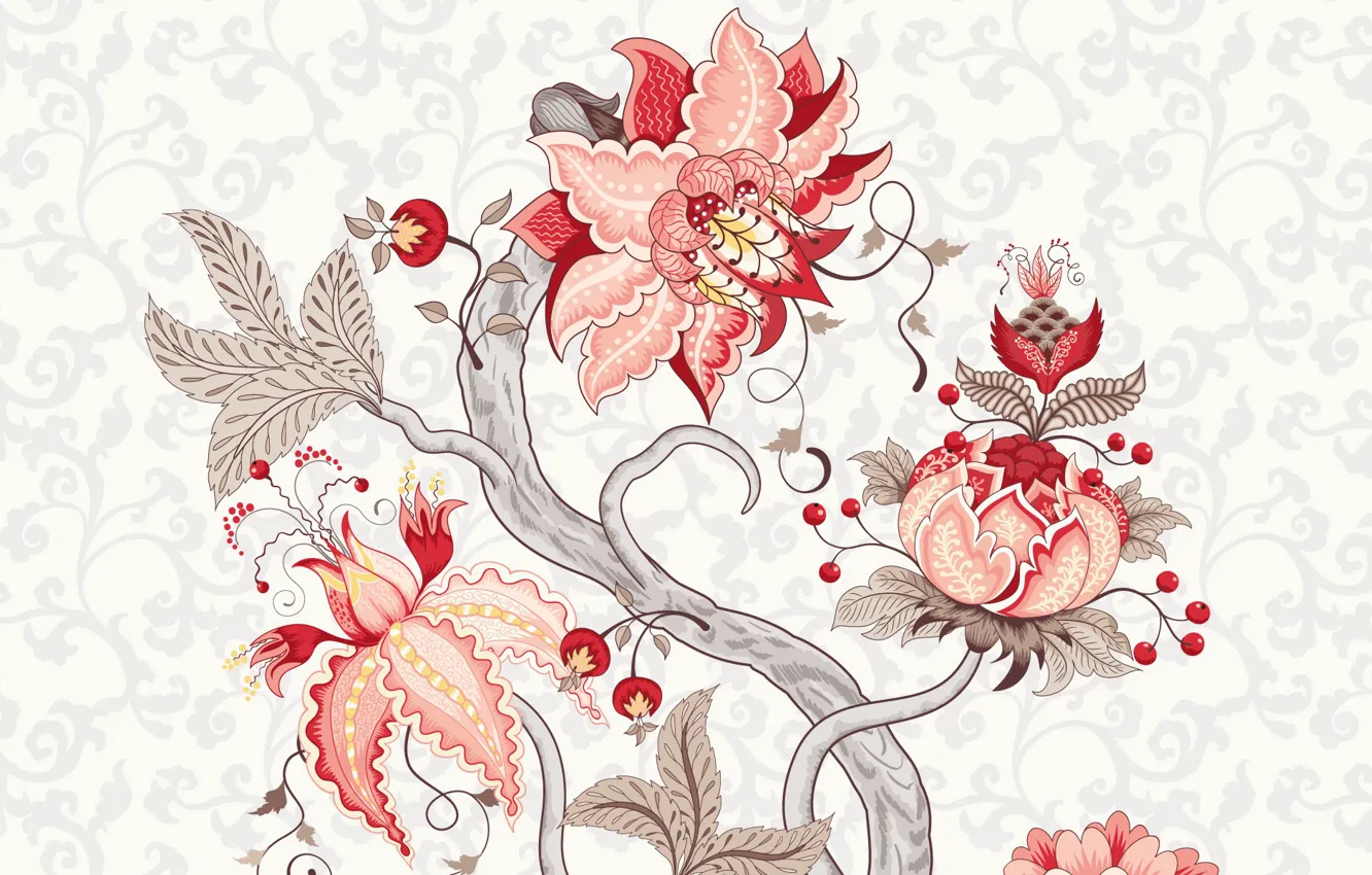 Photo wallpaper flowers, background, pattern, texture, flower, pattern