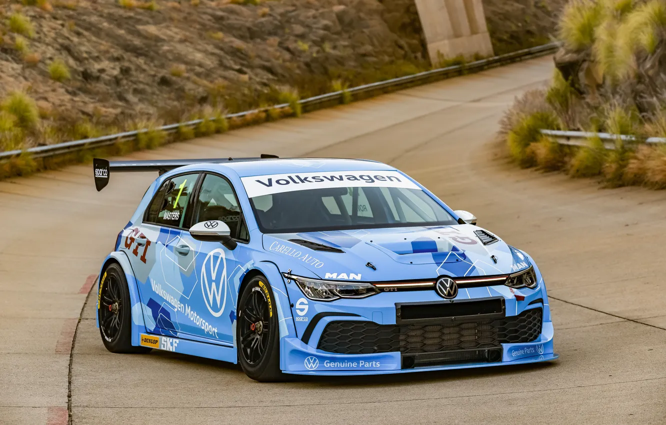 Photo wallpaper Volkswagen, Blue, Golf, GTI, GTC, Golf, Golf GTI, Sports car