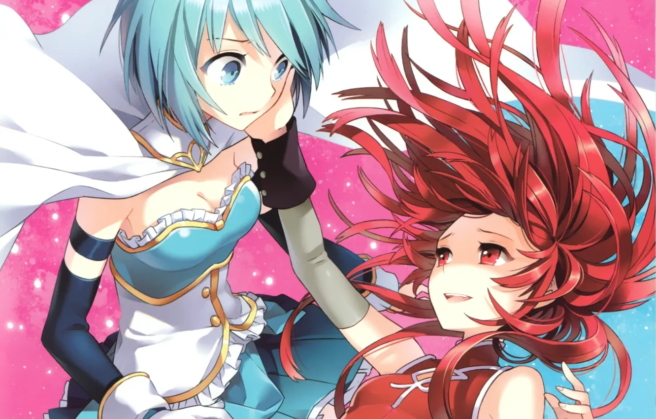 Photo wallpaper girl, anime, art, gloves, cloak, mahou shoujo madoka magica, nardack, Girl Madoka