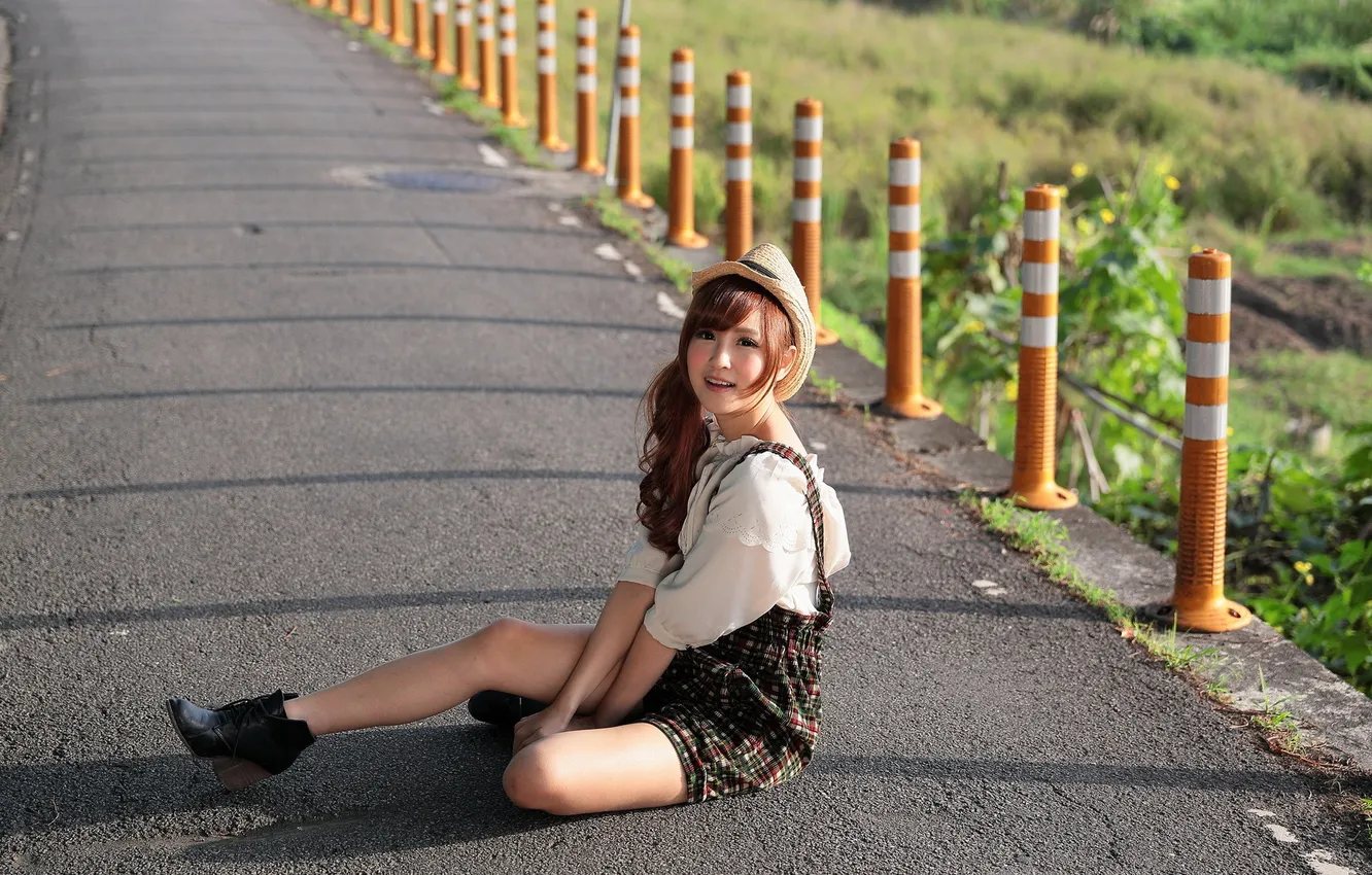 Photo wallpaper road, girl, mood