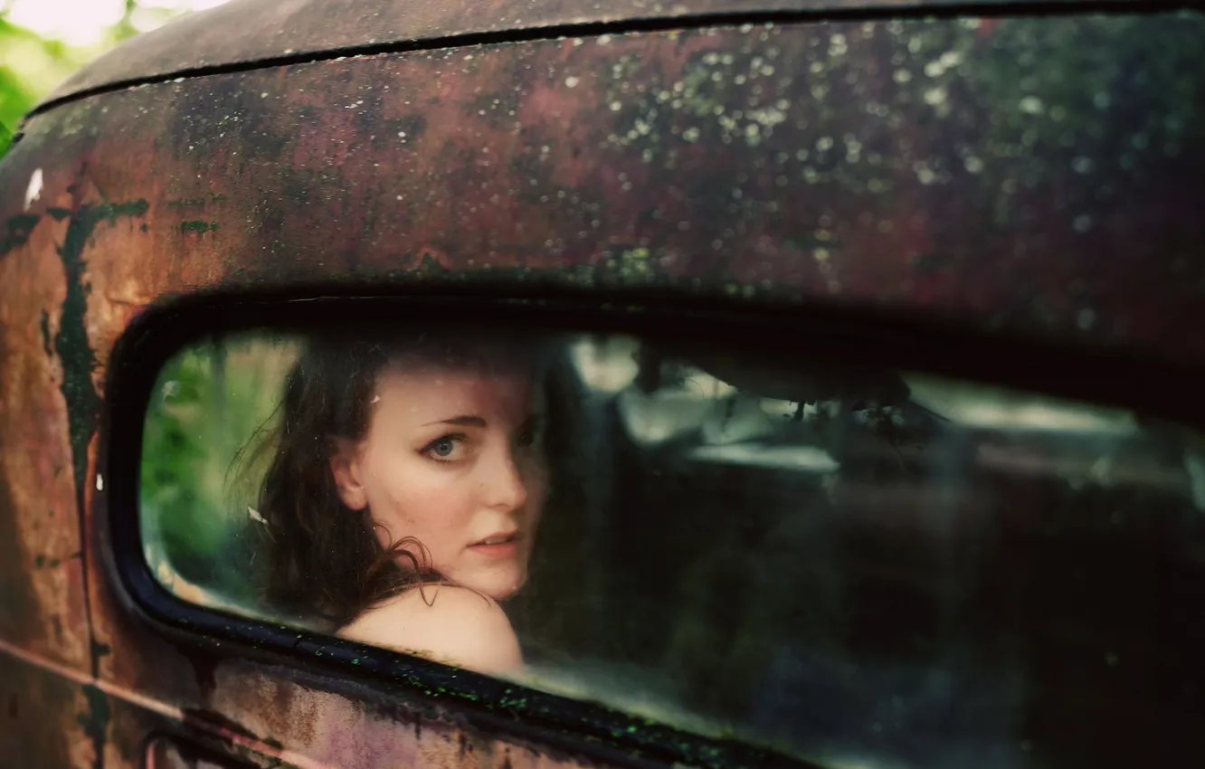 Photo wallpaper machine, girl, mood