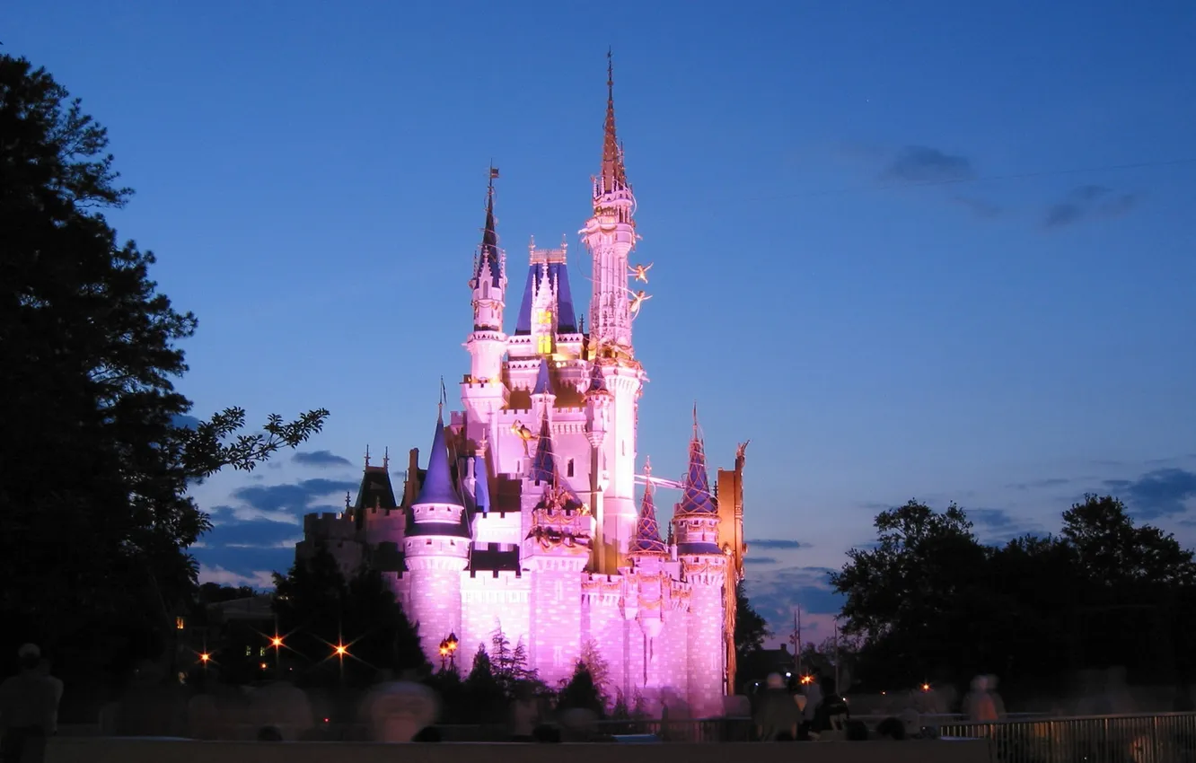 Photo wallpaper night, tale, lights, USA, USA, Disneyland, night, Orlando