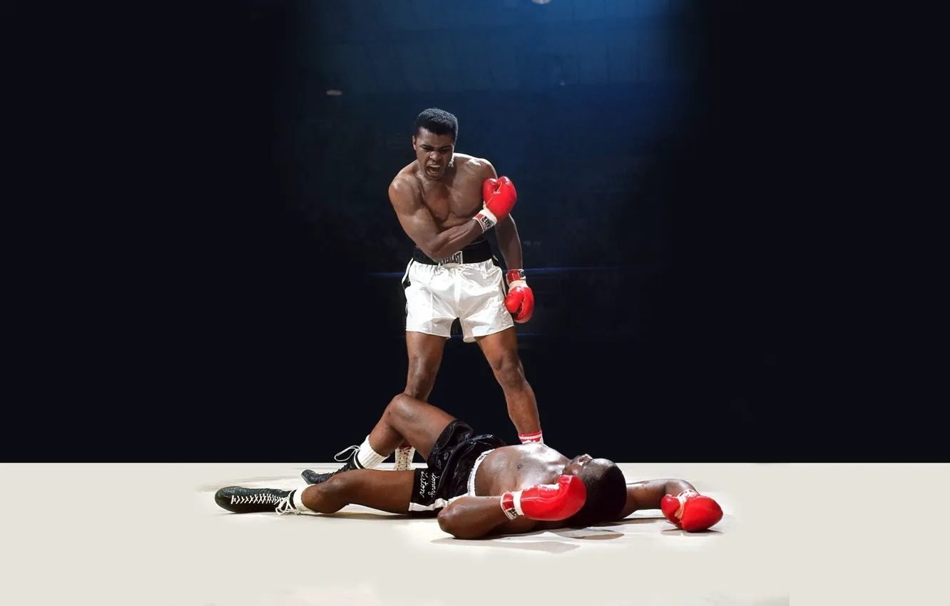 Photo wallpaper light, anger, knockout, blow, the ring, legend, boxer, Mohammed Ali