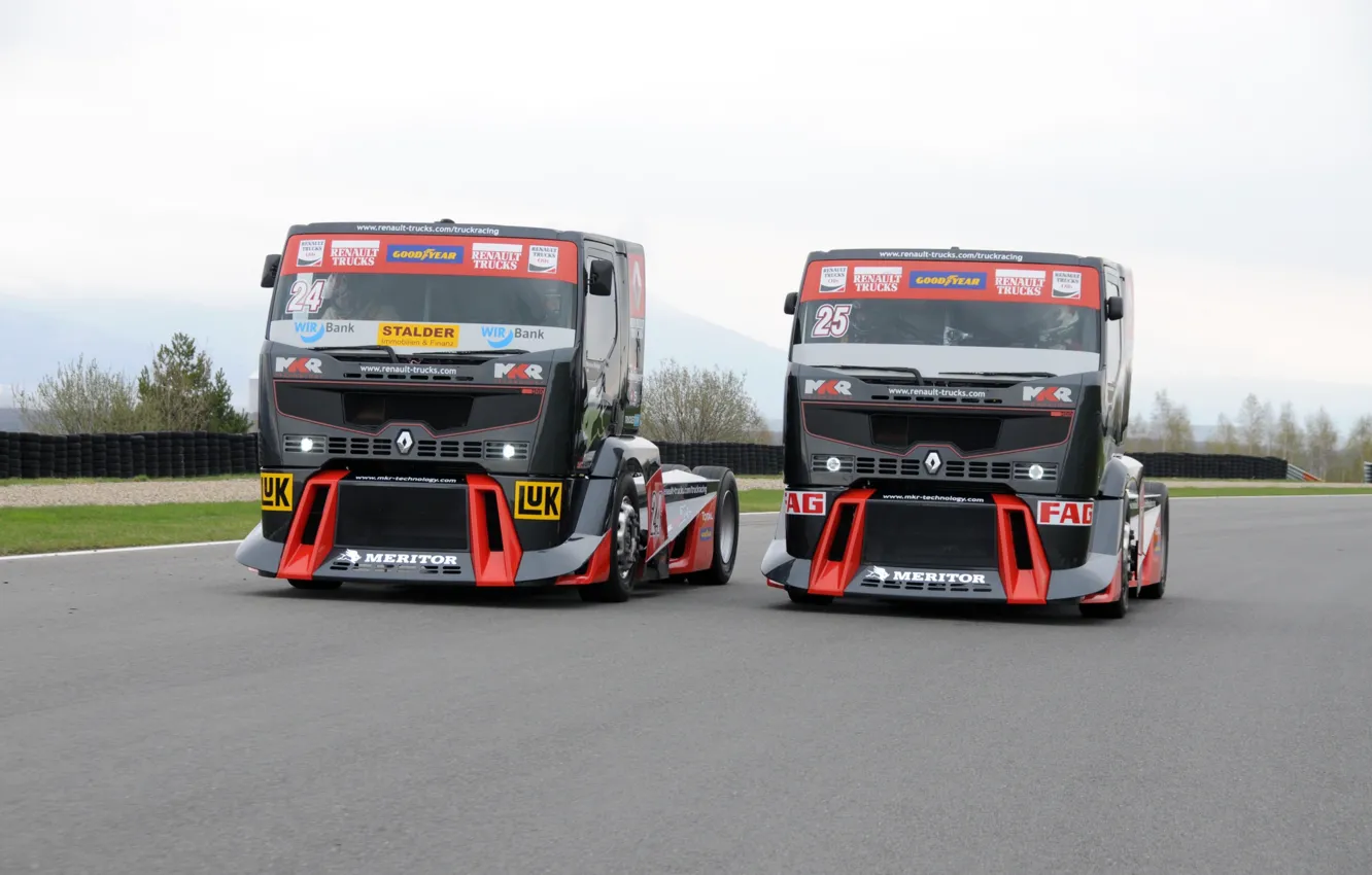 Photo wallpaper race, renault trucks, renault premium, truck racing
