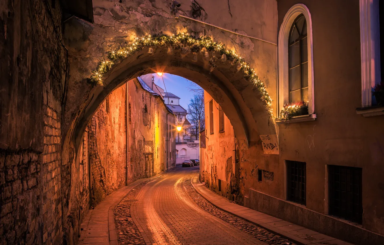 Photo wallpaper the evening, arch, Lithuania, Vilnius