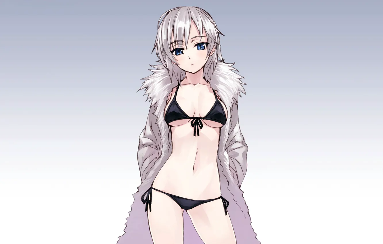 Photo wallpaper girl, sexy, Anastasia, cleavage, boobs, anime, blue eyes, beautiful