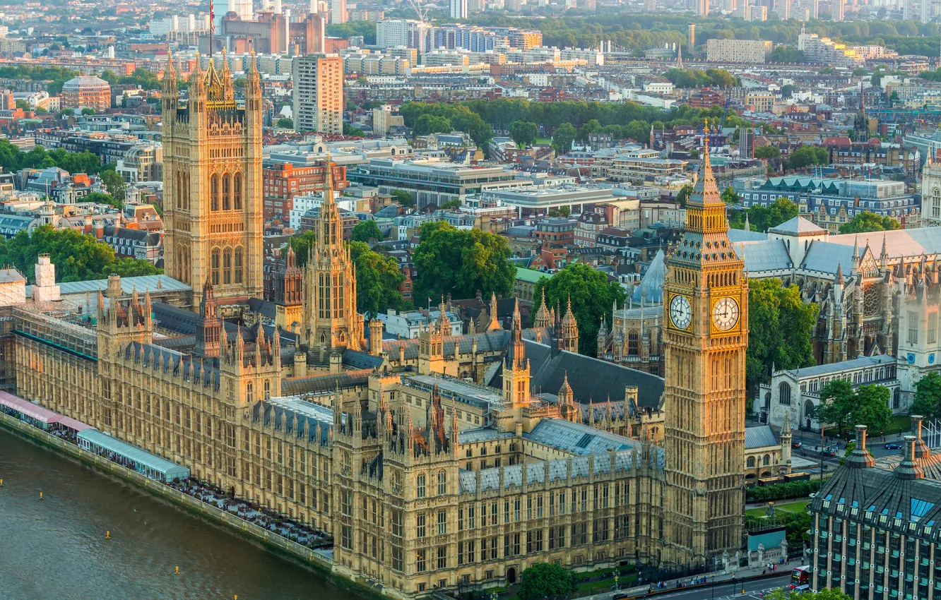 Photo wallpaper England, London, panorama, Parliament
