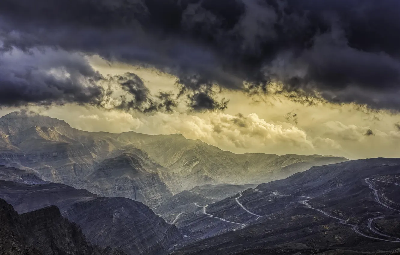 Photo wallpaper the sky, landscape, mountains, clouds, nature, panorama