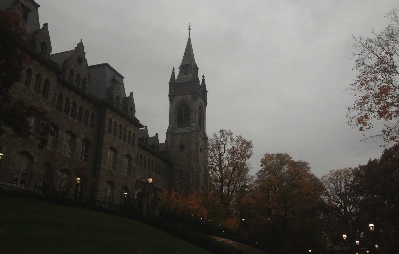 Photo wallpaper castle, the evening, lights