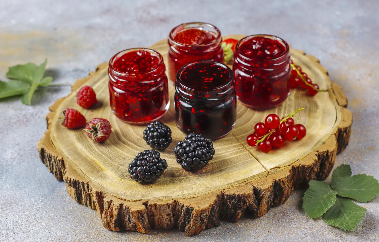 Photo wallpaper berries, Bank, jam