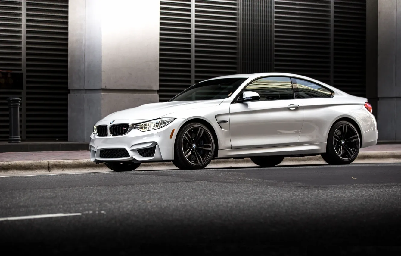 Photo wallpaper BMW, turbo, white, Coupe, power, germany, angel eyes, F82.tuning