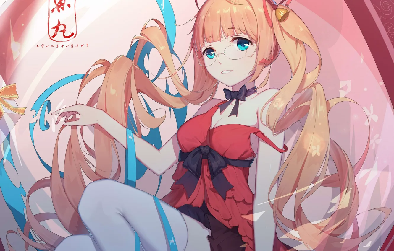 Photo wallpaper girl, anime, art, glasses