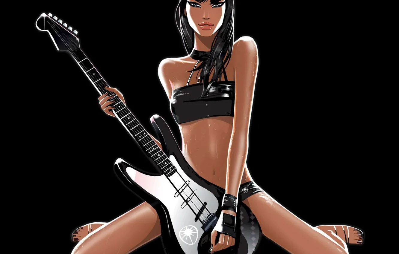 Photo wallpaper girl, music, guitar