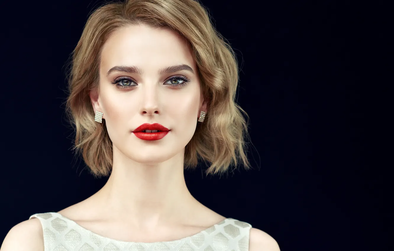 Photo wallpaper look, girl, model, makeup, lipstick, hairstyle, lips, Sofia Zhuravets'