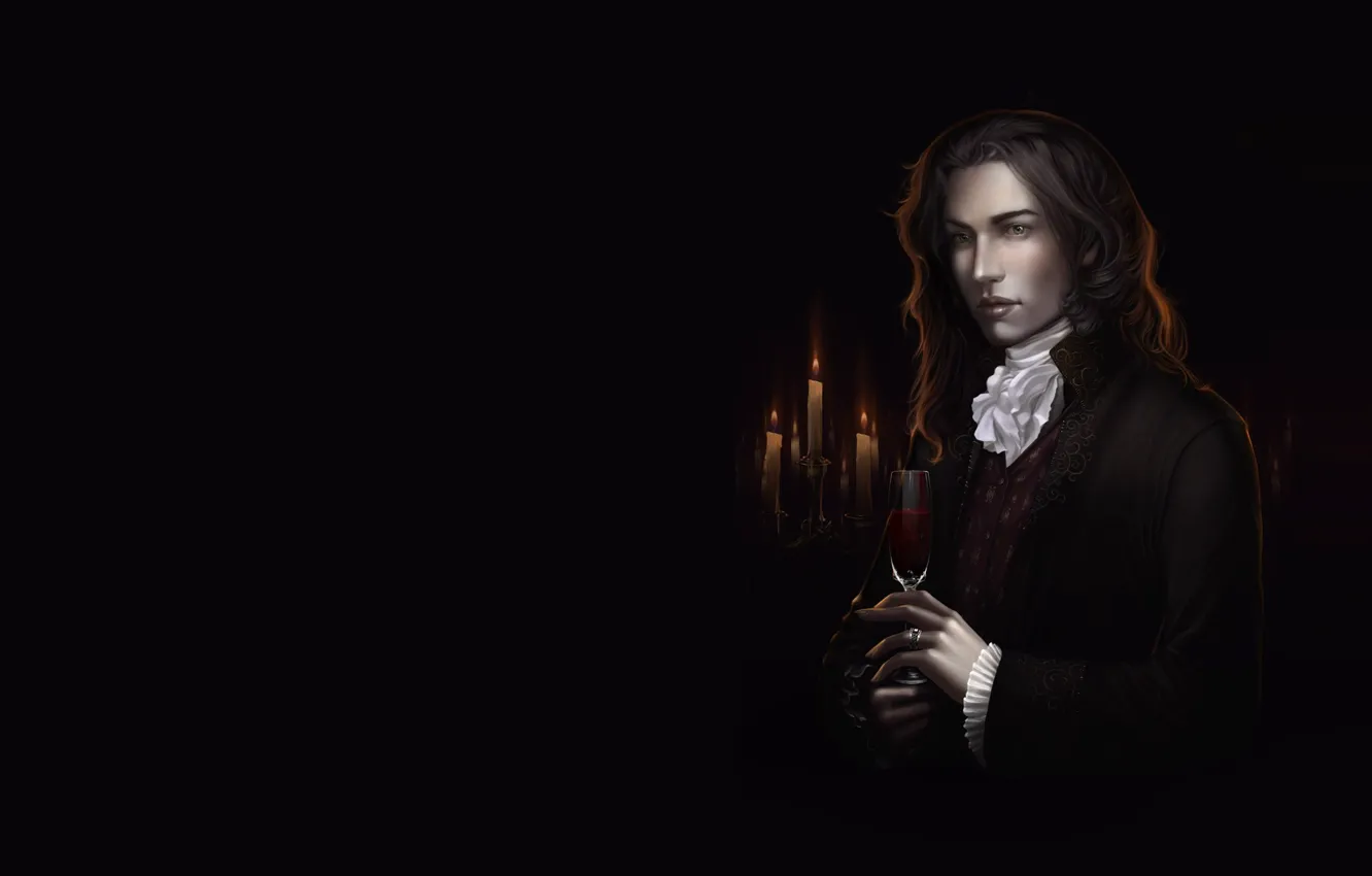Photo wallpaper candles, ring, art, vampire, guy, fantasy, diablera
