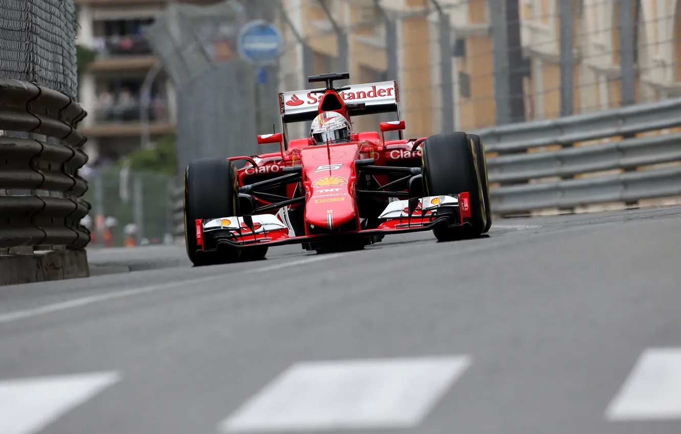 Photo wallpaper Ferrari, Formula 1, Vettel, Monte Carlo, barrier, SF15T