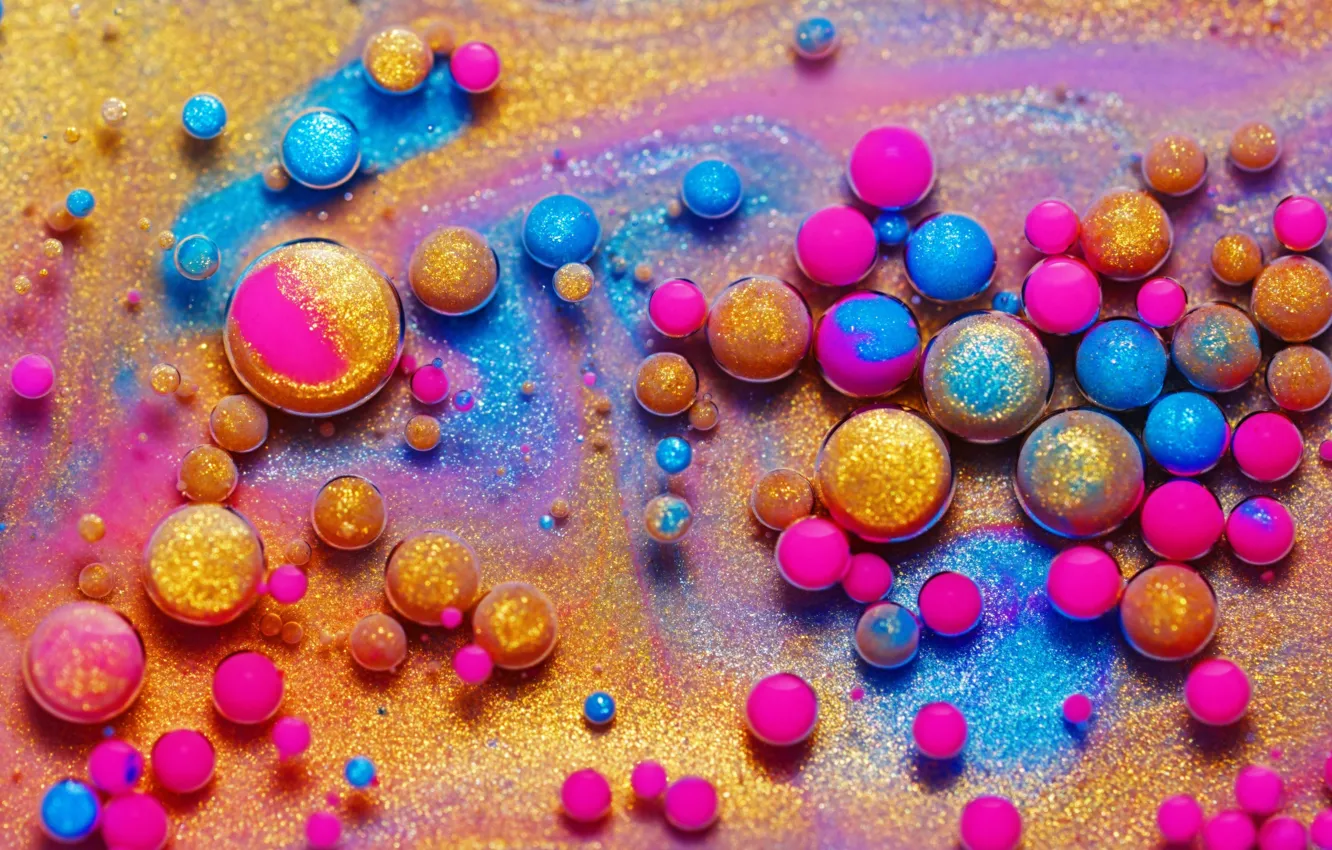 Photo wallpaper balls, paint, the volume, fluorescence