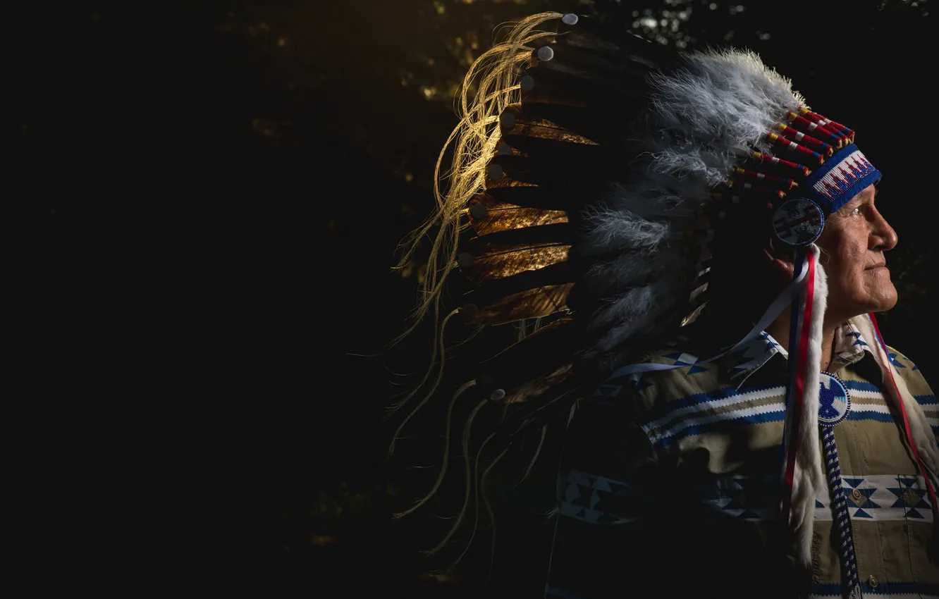 Photo wallpaper face, background, feathers, male, Indian