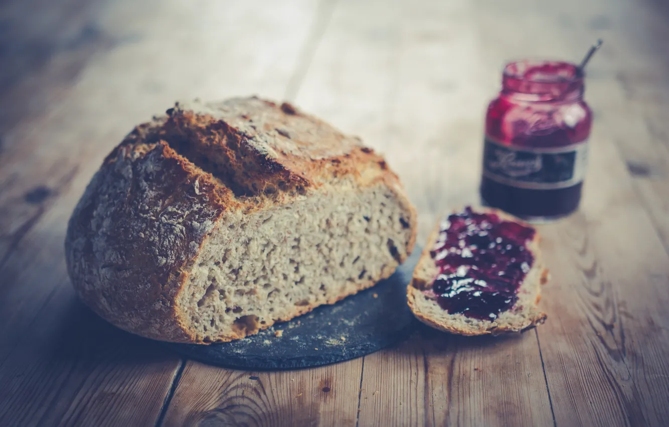 Photo wallpaper food, bread, jam