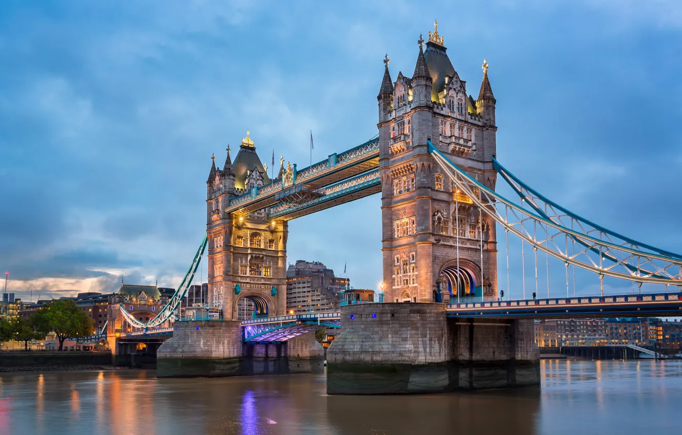 Photo wallpaper river, London, Thames, Tower bridge