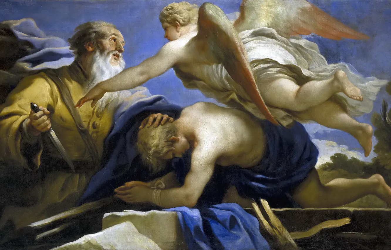 Photo wallpaper picture, religion, mythology, Luca Giordano, The Sacrifice Of Isaac