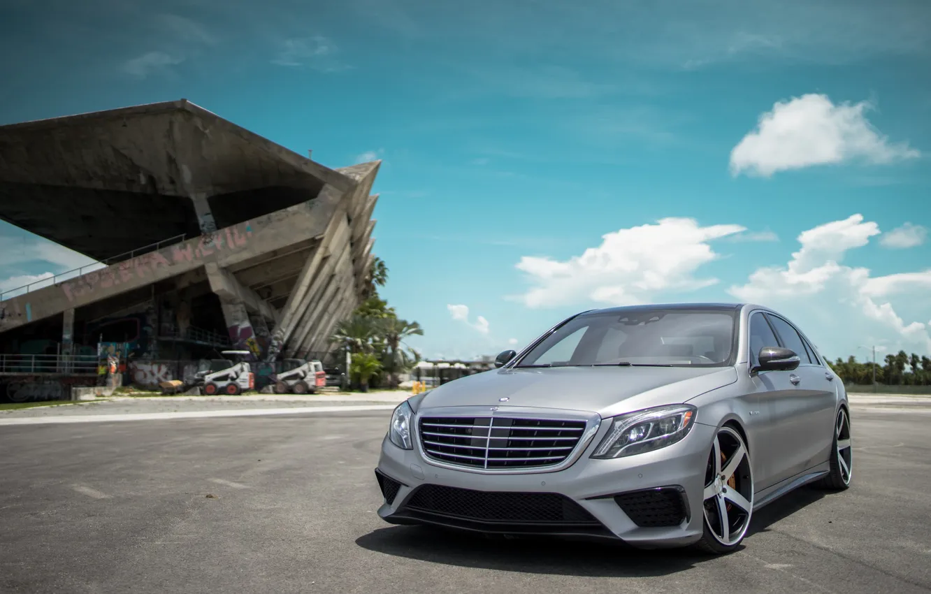 Photo wallpaper Mercedes, AMG, Stuttgart, Silver, S65, W222, Sight, LED