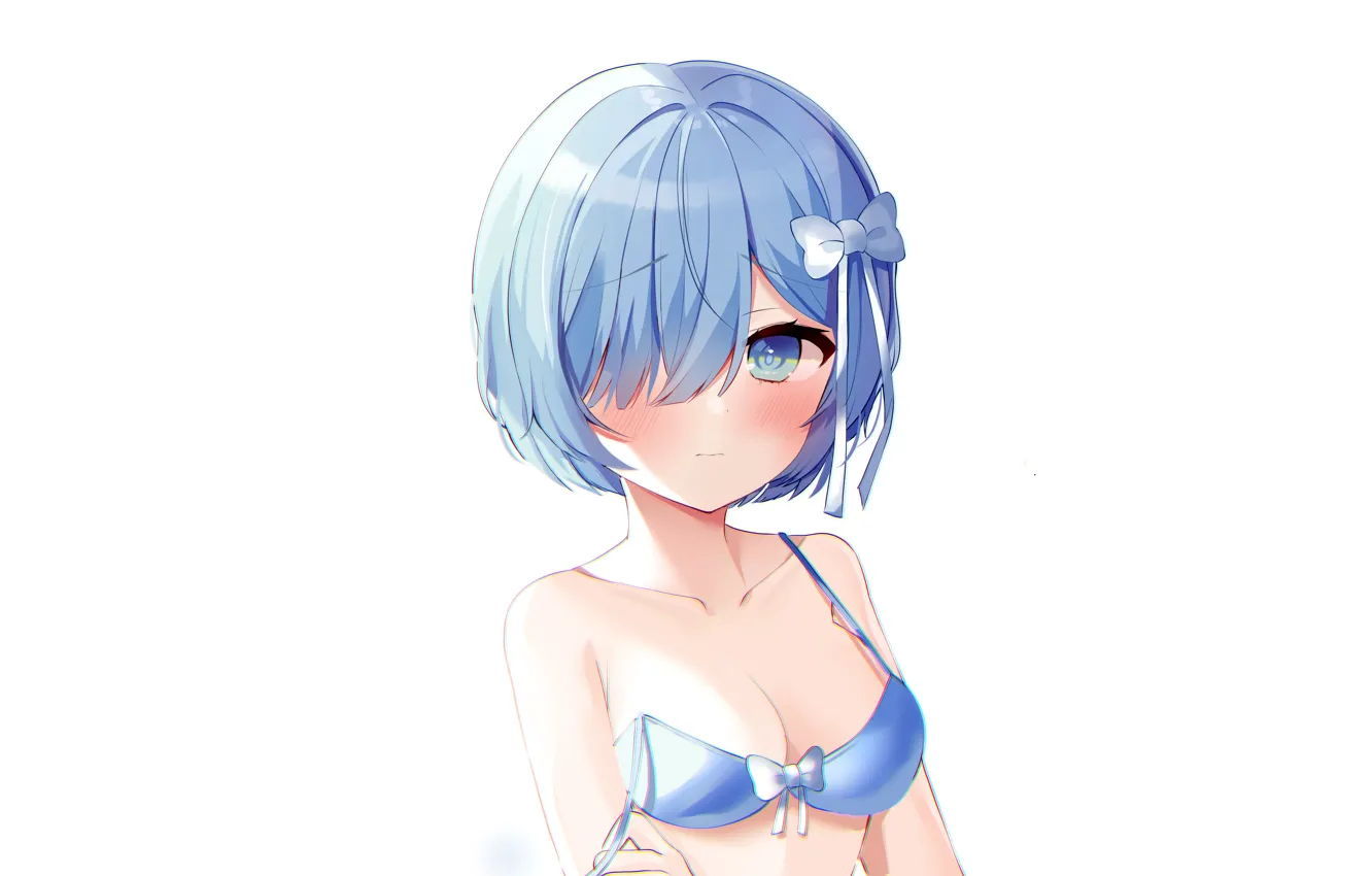 Photo wallpaper girl, sexy, cleavage, boobs, anime, beautiful, short hair, pretty