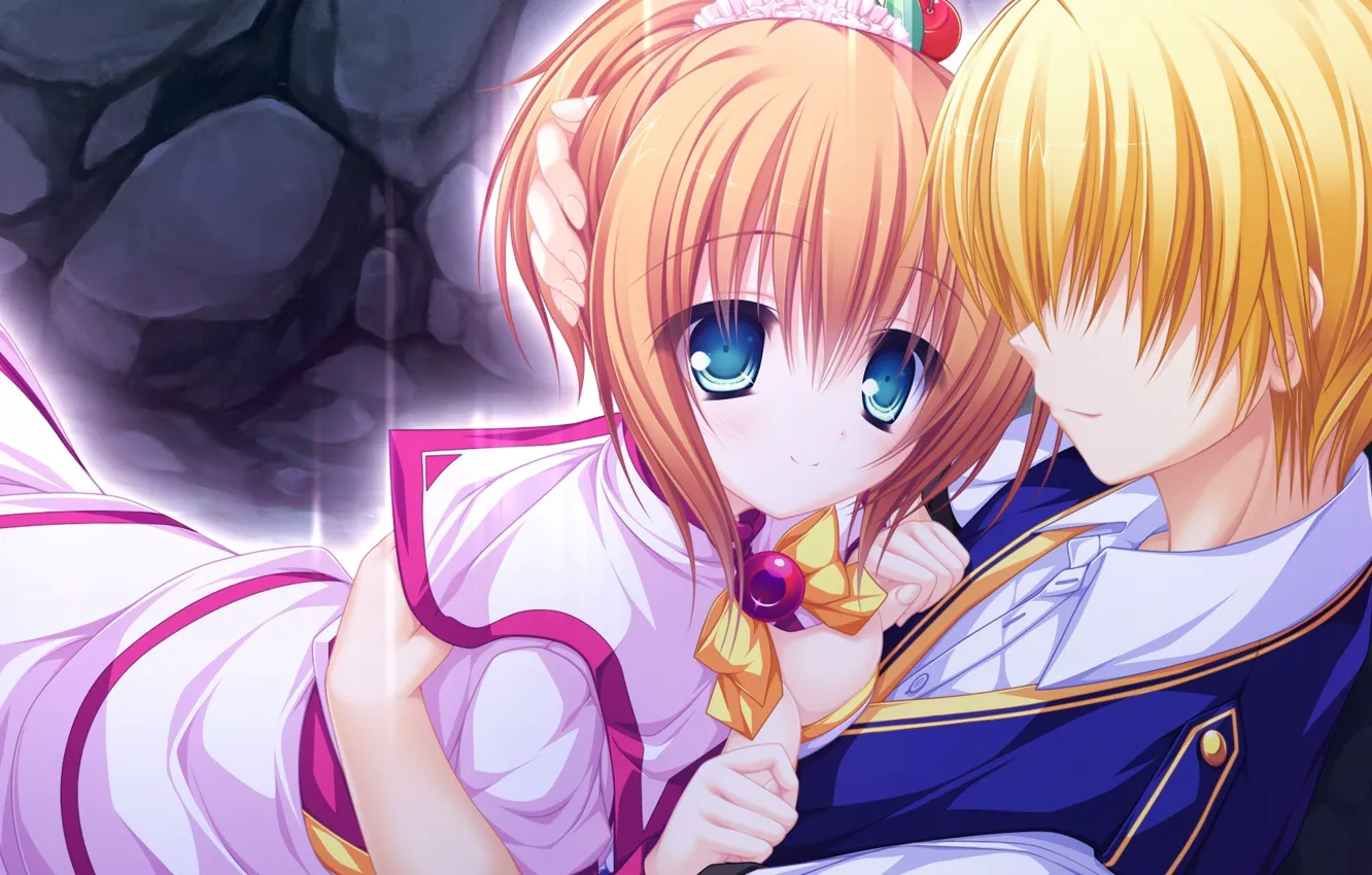 Photo wallpaper girl, meeting, anime, guy, two, date