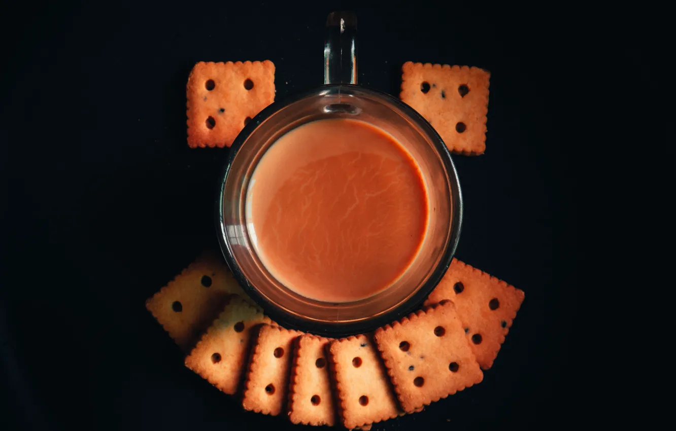 Photo wallpaper tea, food, cookies, mug