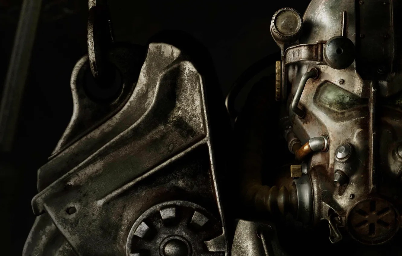 Photo wallpaper steel, helmet, Paladin, power armor, Bethesda, pauldron, Fallout 4
