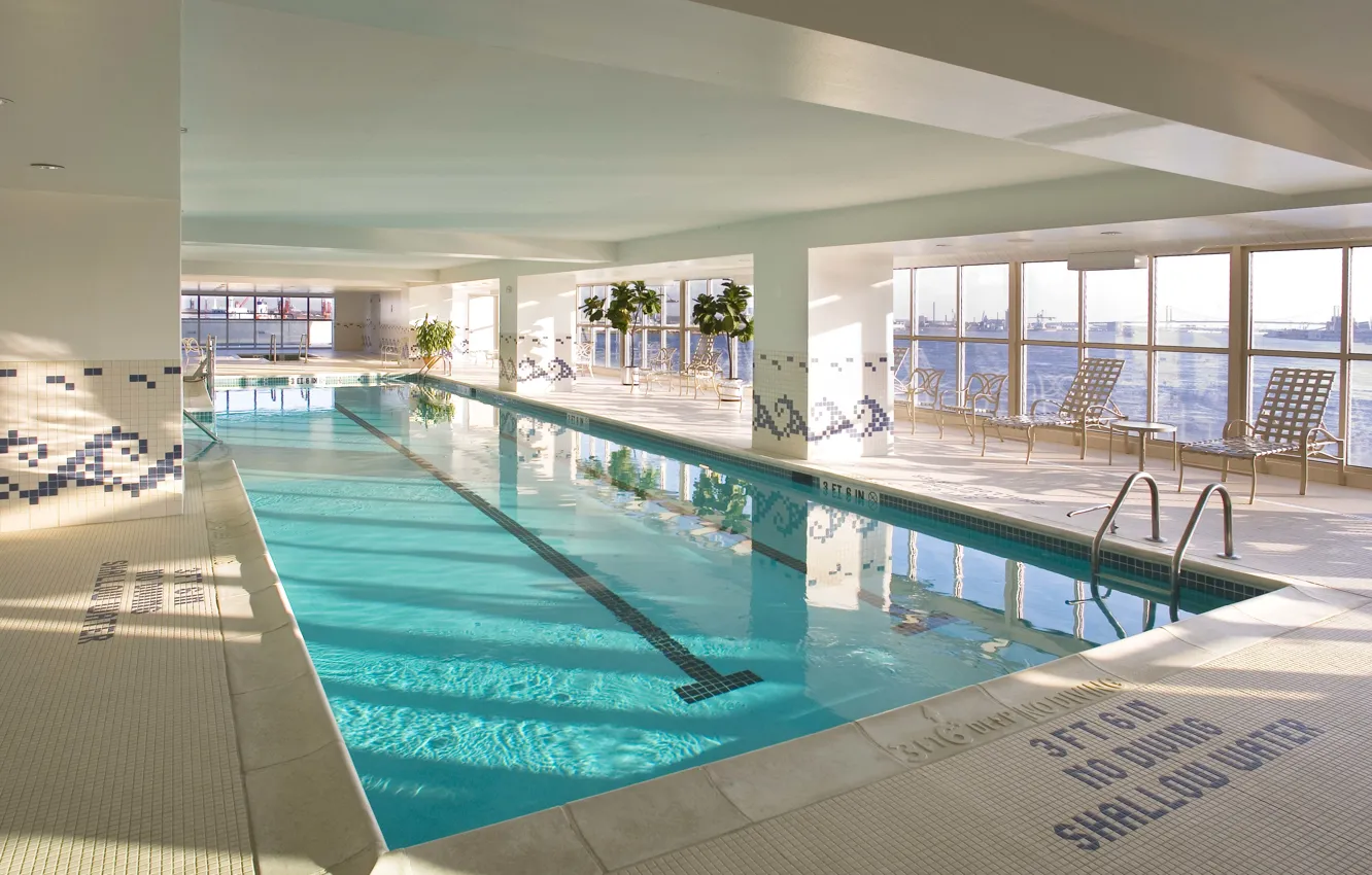 Photo wallpaper design, the city, interior, pool, the room