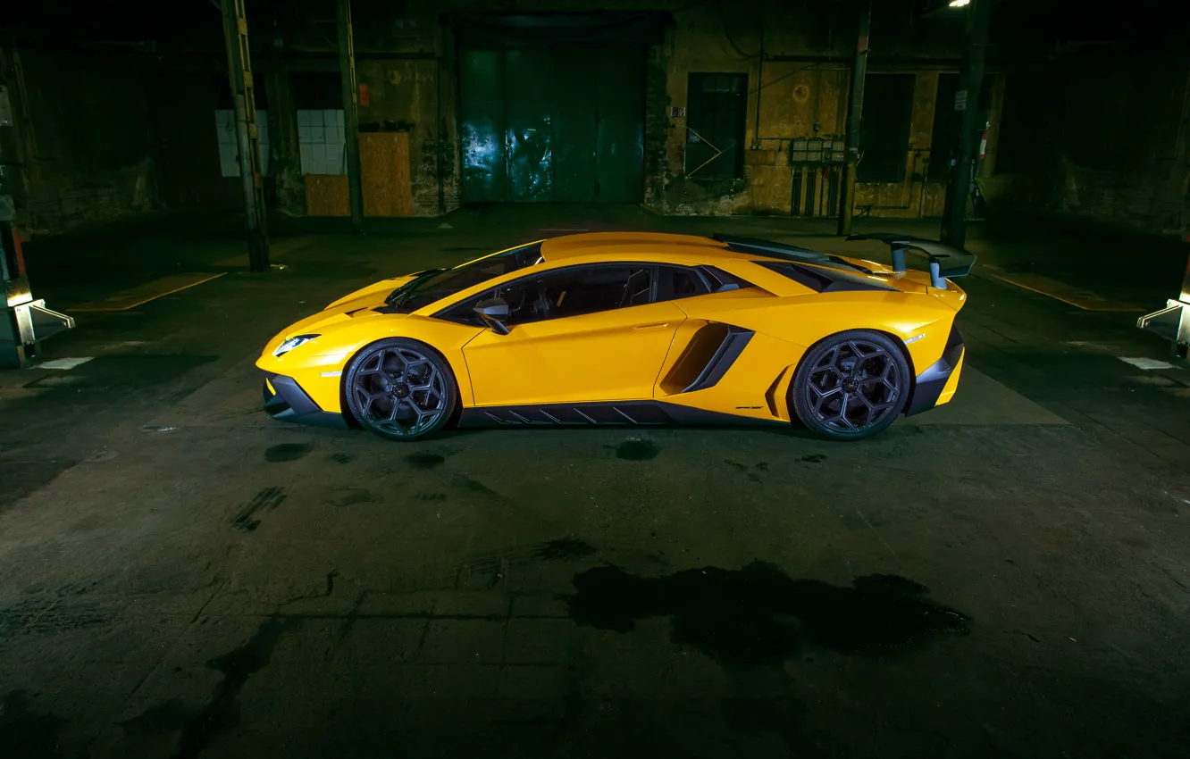 Photo wallpaper car, Lamborghini, wallpaper, car, side view, yellow, Aventador, Novitec