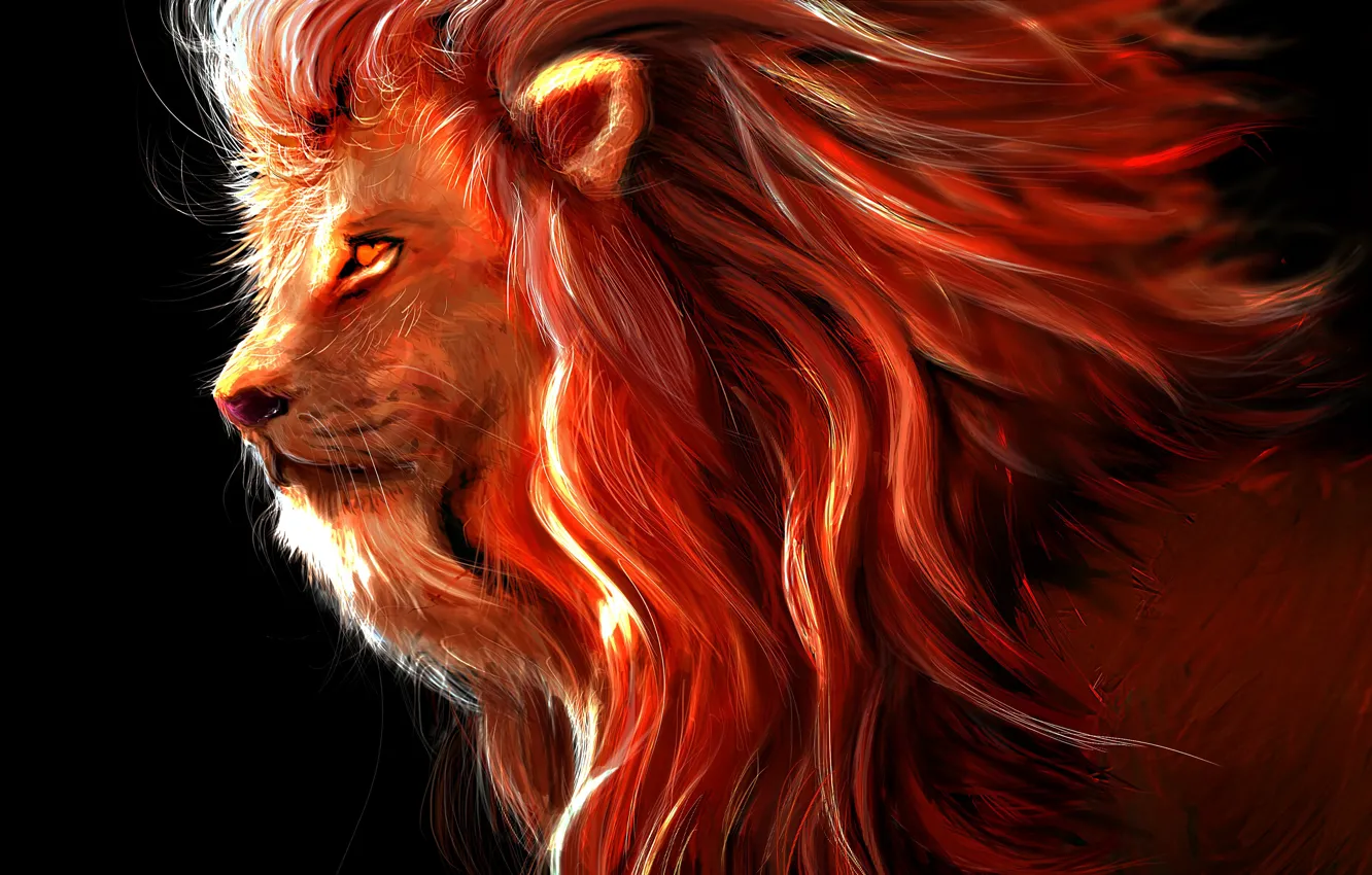 Photo wallpaper wallpaper, art, lion, predator, painting, rendering, digital art, big cat