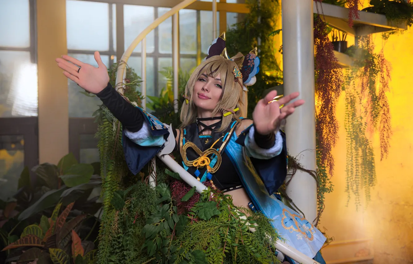 Photo wallpaper girl, plant, costume, ladder, outfit, image, cosplay, Svetlana Hoffman