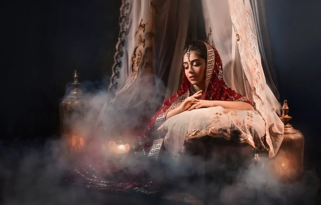 Photo wallpaper decoration, smoke, outfit, East, tent, Pipkin Oksana